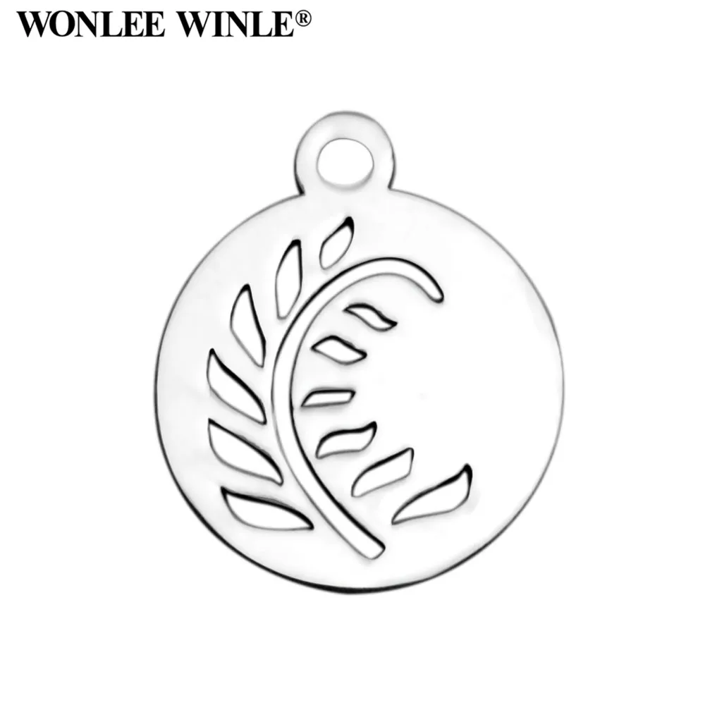 Wonlee Winle DIY 316 Stainless Steel Laser Incision Leaf Charms Pendants for Bracelet Necklace Jewelry Making | Украшения и