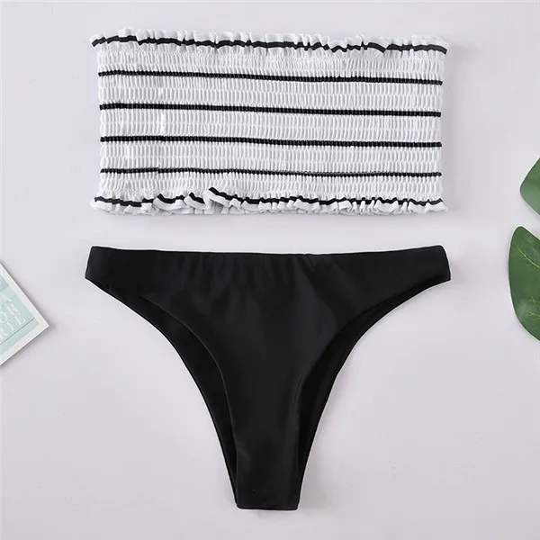 BXCHZK021 black Melphieer бандо Бикини Shirred бикини набор бразильский купальник бикини купальник купальный костюм для женщин Maillot De Bain - Цвет: BXCHZK021 black