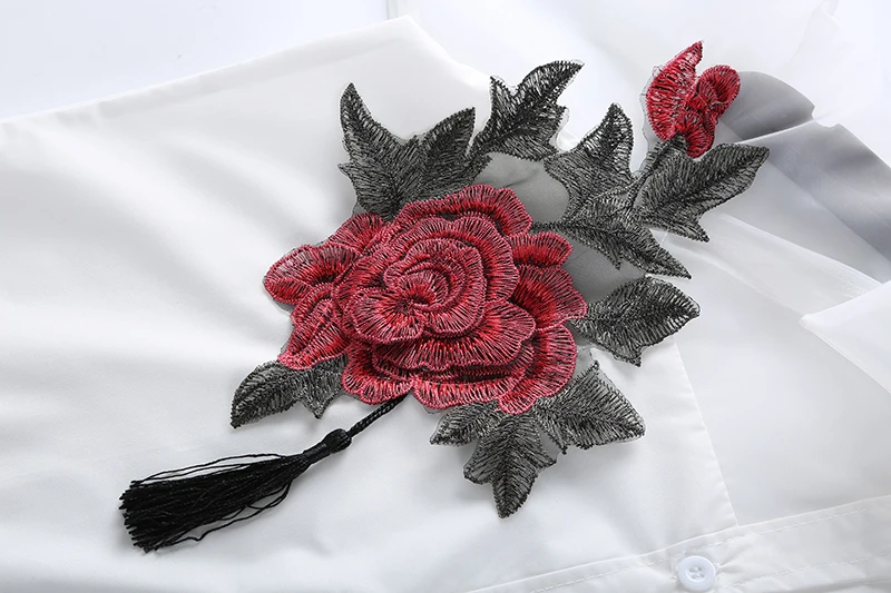 Фото Women White Black Blusas Feminina Organza Flower Embroidery Mesh Hollow out Long Sleeve Shirt Blouse Clothes Tops Plus Size Women White Black Blusas Feminina Organza Flower Embroidery Mesh Hollow out Long Sleeve Shirt Blouse Clothes Tops Plus Size