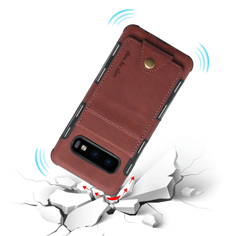 Роскошный чехол-бумажник для Samsung Galaxy S10 Plus из парусины с откидной крышкой и двумя
