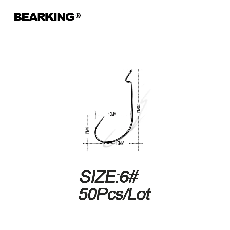 BEARKING 50 шт. в наборе рыболовные мягкие крючки для Червяков Высокоуглеродистая сталь широкий супер замок рыболовные крючки Мягкая приманка рыбацкие крючки Приманка снасти - Цвет: 6
