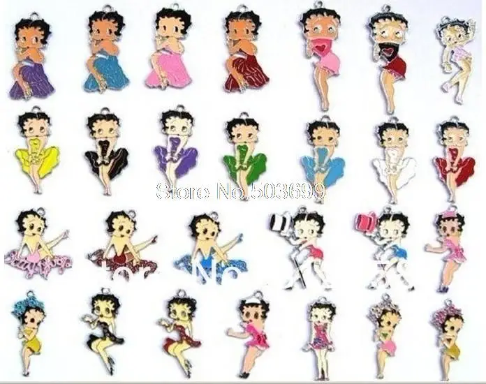 

S987866! Wholesale 50Pcs/Lots DIY Alloy Enamel mixed many style and many color betty Charms Metal Charms