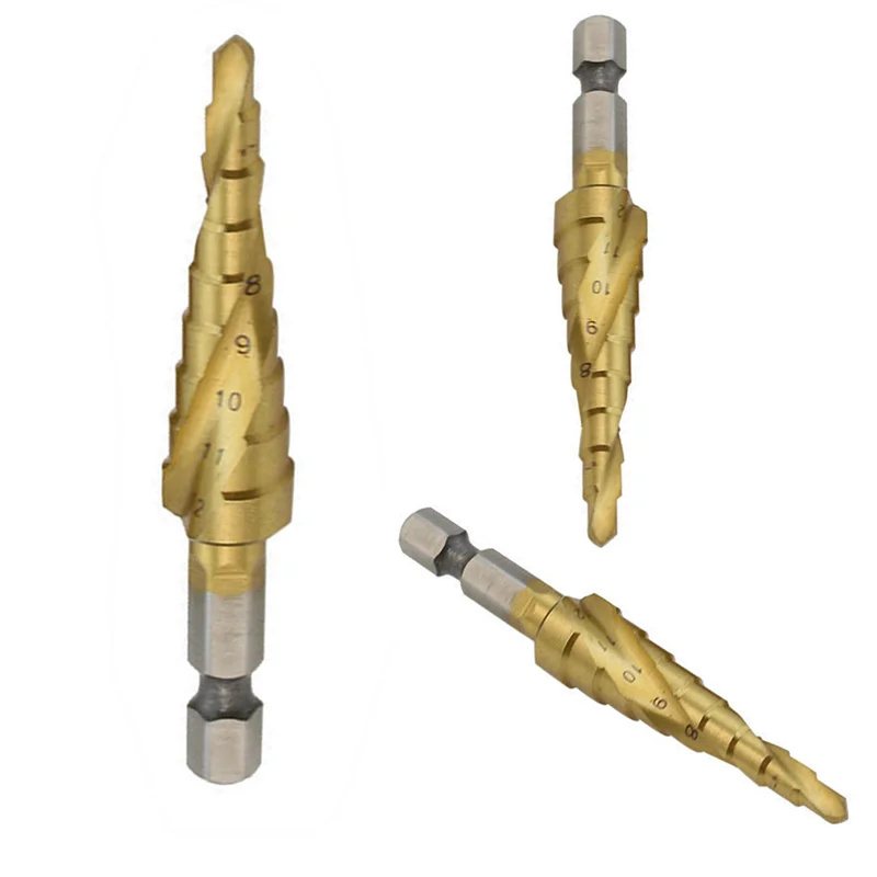 3 шт. HSS Спиральный Конус с титановым покрытием металлический сердечник Шаг