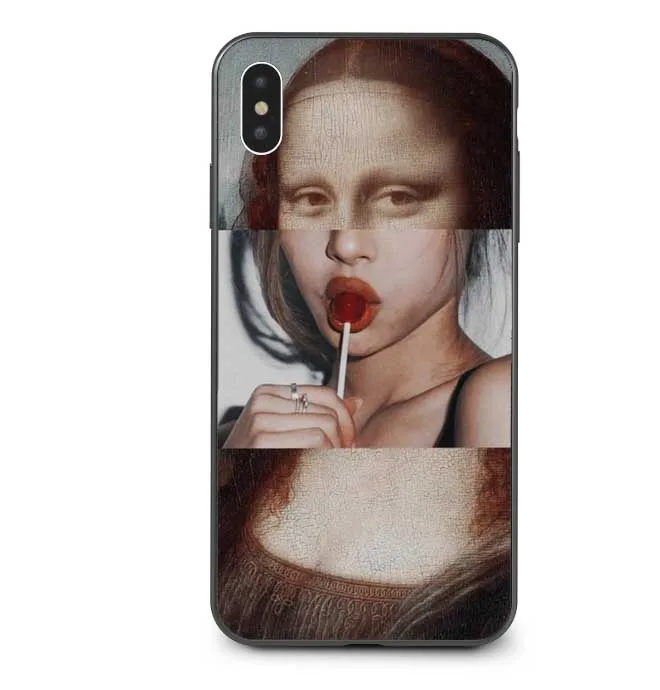 David арт цветные чехлы для телефонов iphone X XS SR Max Мода Мона Лиза мягкая Вернуться ТПУ
