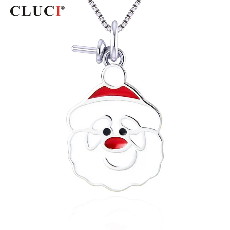 

CLUCI Cute Silver 925 Santa Claus Pendant for Women Christmas Gift Jewelry Sterling Silver Charms Pendant for Necklace SP381SB