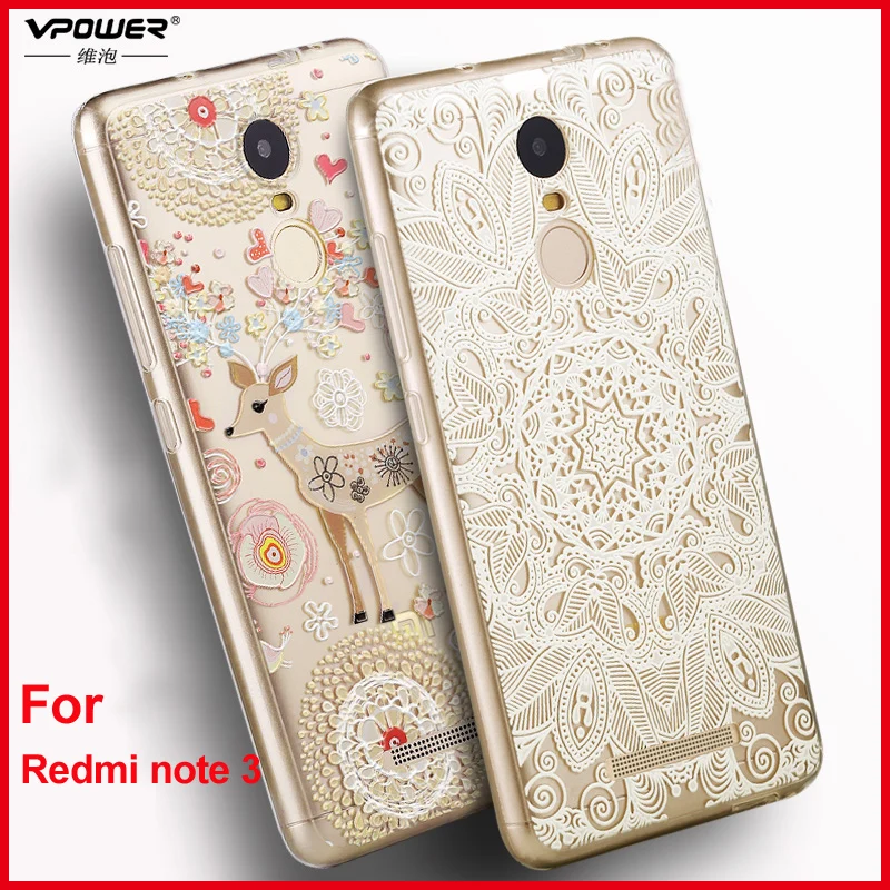 Чехол Vpower для Xiaomi Redmi Note 3 силиконовый мягкий ТПУ чехол с рельефным 3D принтом note 5