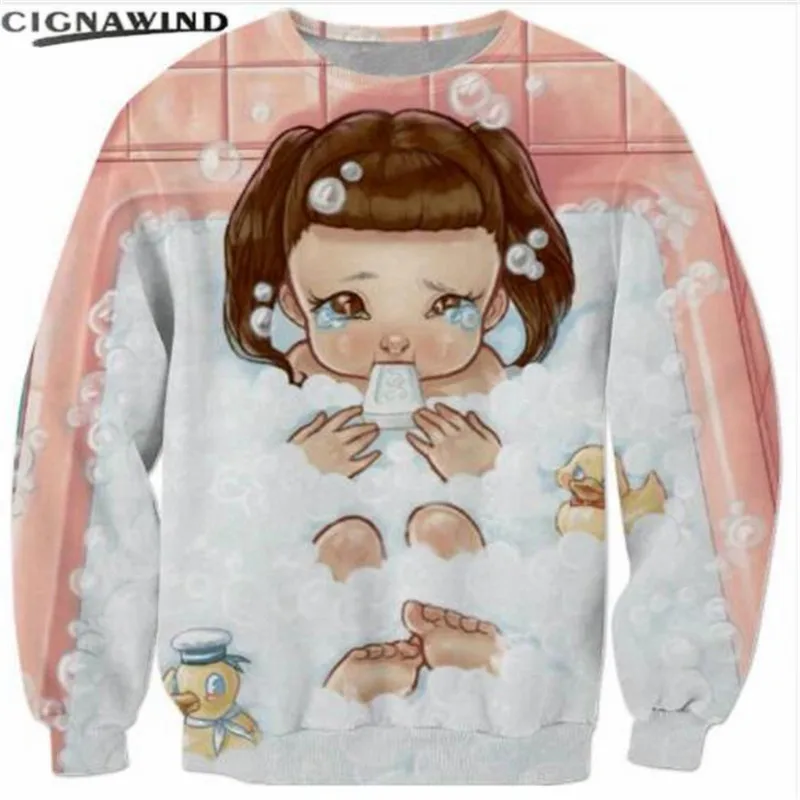Новинка свитшоты с 3D принтом Crybaby для женщин и мужчин толстовки яркий джемпер