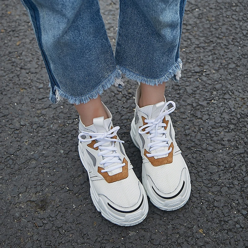 Buono Scarpe/Новинка года; высокие женские кроссовки в стиле пэчворк; дамские носки; обувь на толстой платформе; женская обувь на толстой резиновой подошве; сезон лето