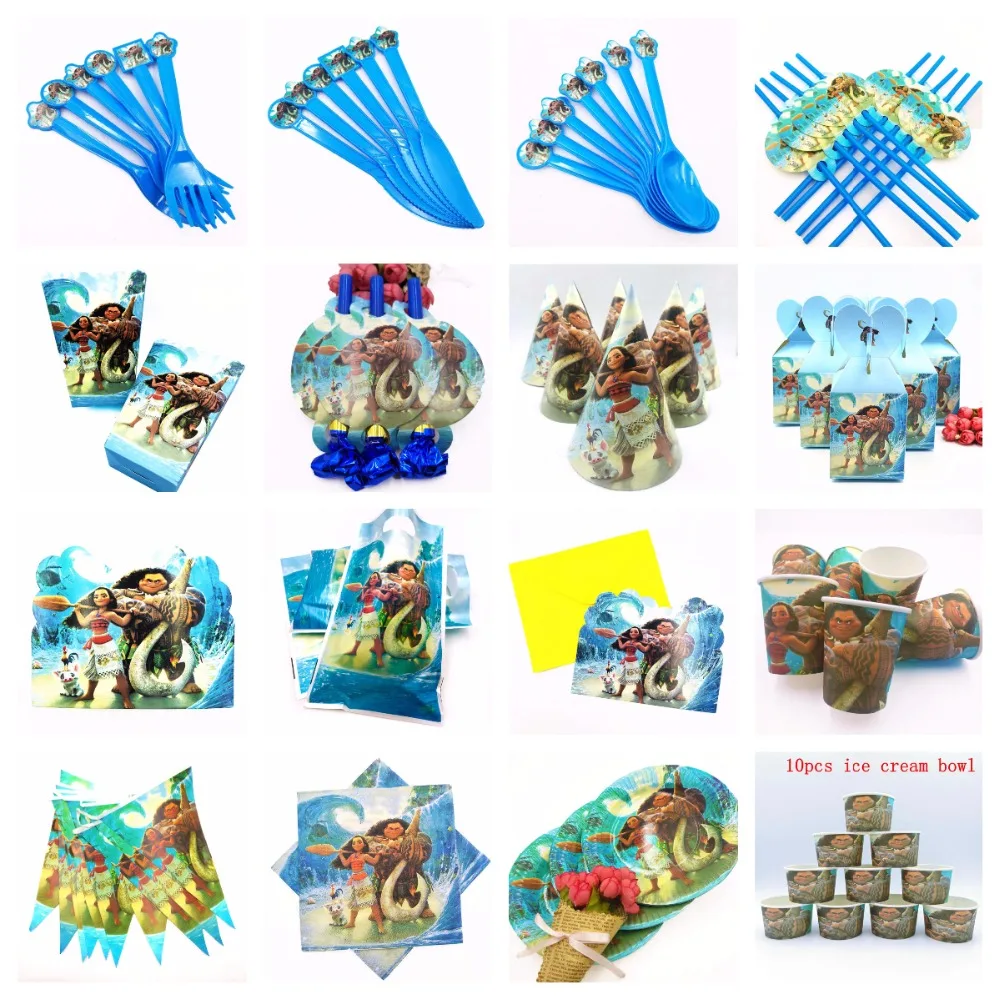 

Moana Party Caps Straw Supplies Cup Theme Party For Children/Boys Baby Happy Birthday Decoration Moana Party Supplies Favors Set