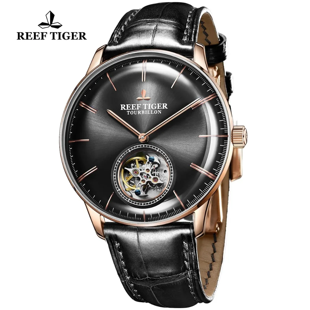 Reef Tiger/RT популярные наручные брендовые роскошные известные мужские часы с турбийоном автоматические часы с кожаным ремешком reloj hombre RGA1930
