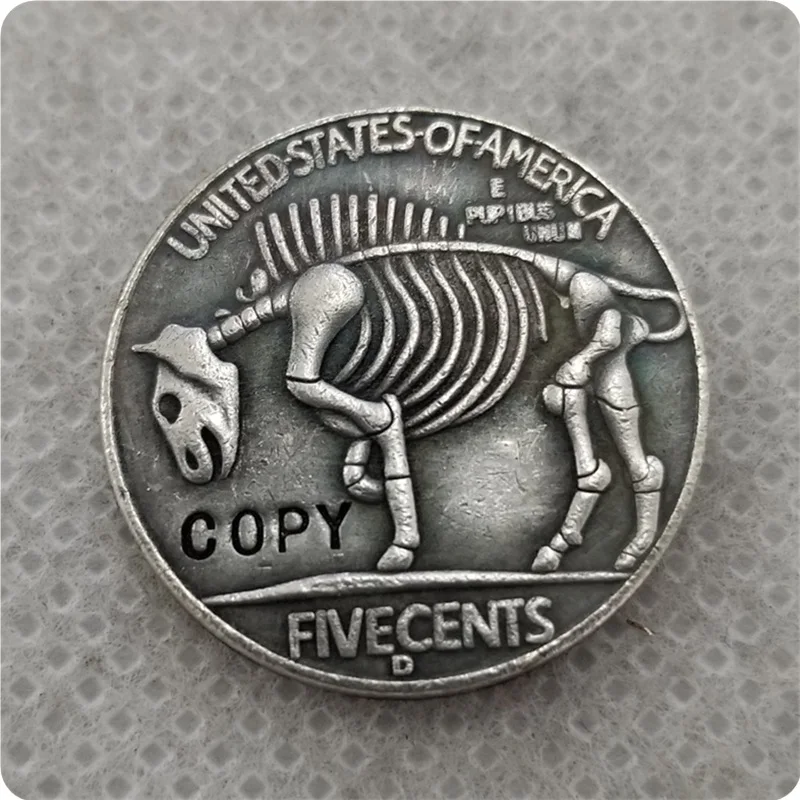 Хобо никель Coin_Type # 60_1937-D с гравировкой в виде американского бизона из никеля