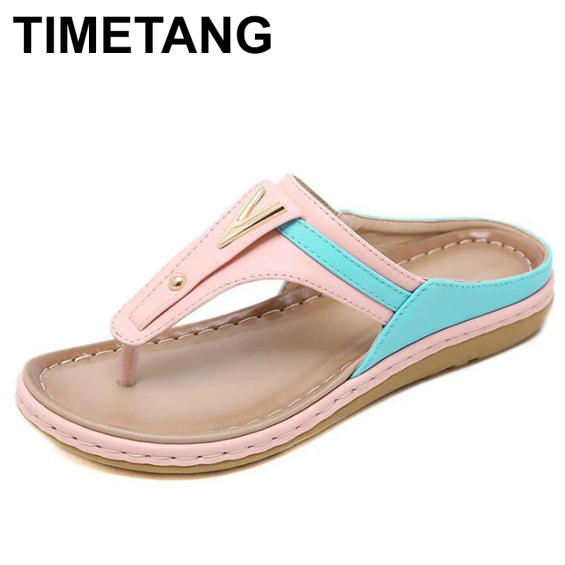 

TIMETANGColor matching Women Slippers Summer women shoes Beach Slippers Flip Flops Sandals WomenBohemian WedgeFlops BeachSandals