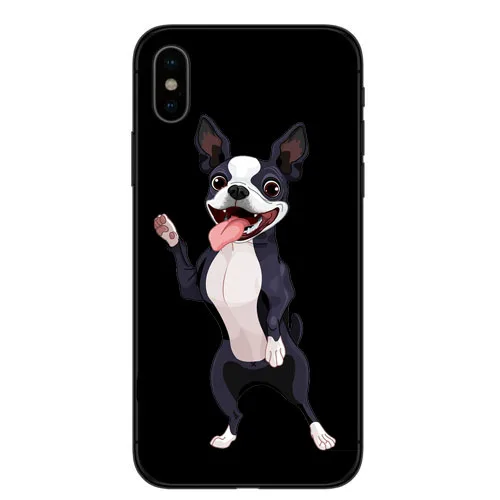 TPU Casos de telefone Buldogue Frances Arte Para iphone X XR XS MAX 8 7 6 5 4 Бостон-терьер собака Роза силиконовый Suave Fundas Coque - Цвет: TPU