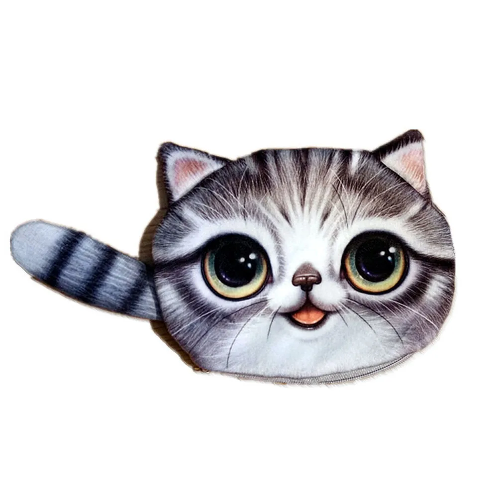 Новый маленький кошелек для монет с котом и хвостом милый детский мультяшный