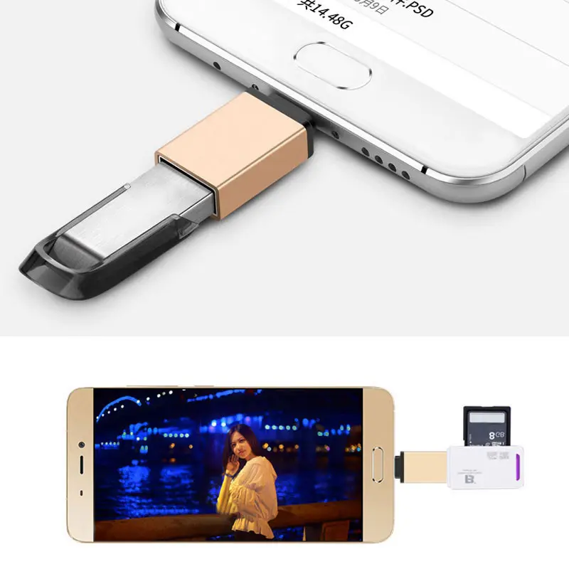 Мини USB 3 1 Type C кабель адаптер к 0 алюминиевого сплава OTG конвертер для всех тип c