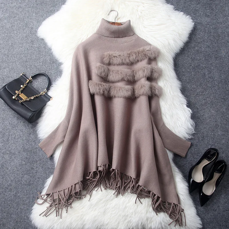 Loose Fringed Cloak Knitted tassels Cape Poncho Shawl batwing sleeved knit turtleneck jacket Pashmina 2018 New
Loose Fringed Cloak Knitted tassels Cape Poncho Shawl batwing sleeved knit turtleneck jacket Pashmina 2018 New