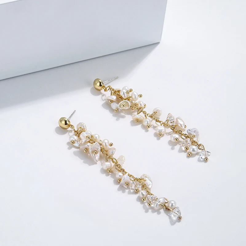 YMYW длинные серьги с натуральным пресноводным жемчугом Роскошные изысканные