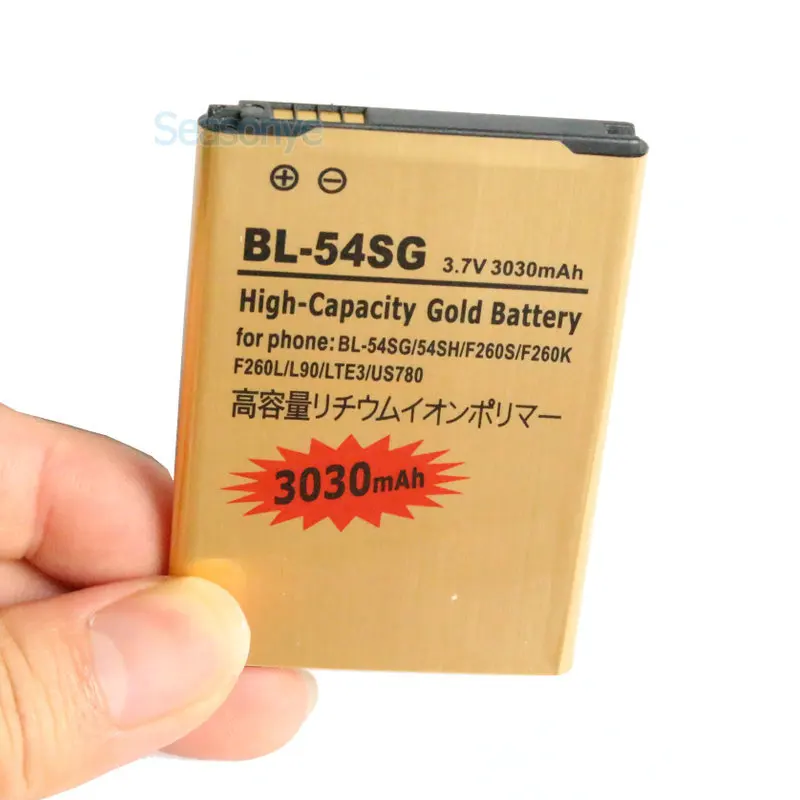 Seasonye 3030mAh BL 54SH / 54SG золотистый Сменный аккумулятор для LG F260S F260K F260L F260 LTE3 US780 L90 F7 G2 ect