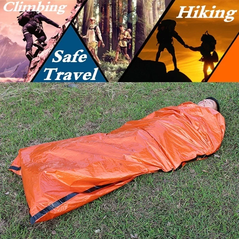 Открытый жизни Bivy аварийный спальный мешок тепловой держать тепло водонепроницаемый майлар первой помощи аварийного бланке кемпинг выживания снаряжение