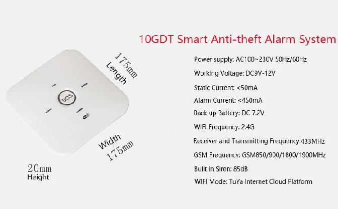 Yobang безопасности Tuya Smart WI-FI сигнализации Системы работает с Google Assistant Amazon Alexa GSM домашней безопасности детектор движения, сигнализация