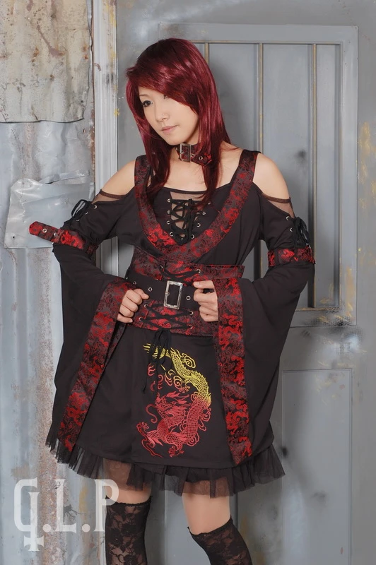 Горячая продажа дракон вышивка KERA журнал стиль кимоно готическая одежда горячая