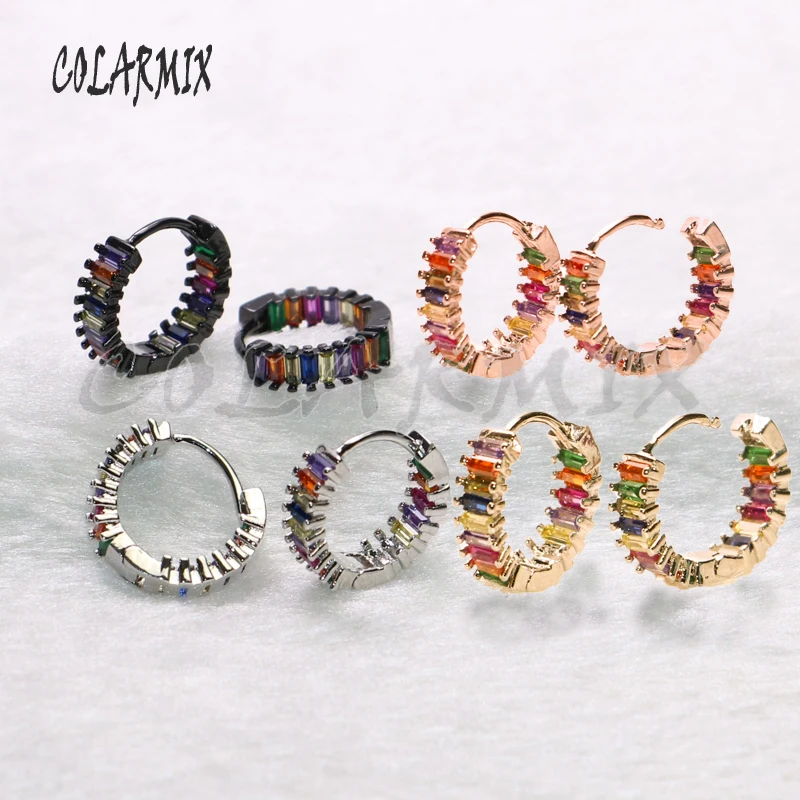 Летние серьги 5 пар с радужным цирконием со стразами серьги-Крючки для женщин
