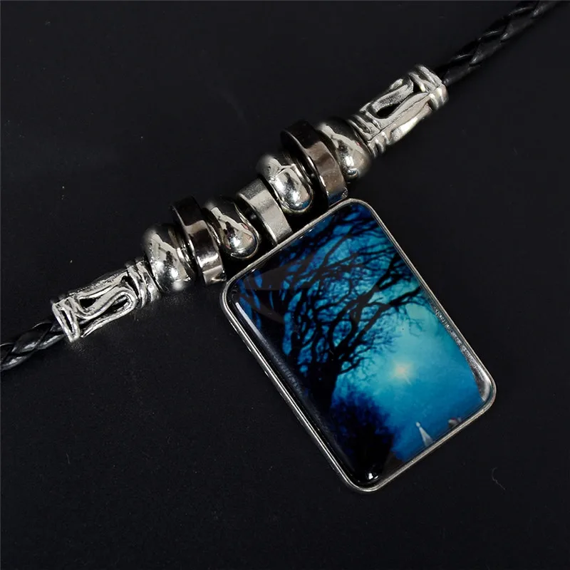 Ожерелье PINKSEE в виде Луны светящейся темноте стеклянное квадратное ожерелье с