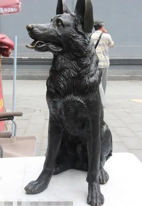 32 &quotклассический Медь резные животных собака статуя волка арт Скульптура|sculpture
