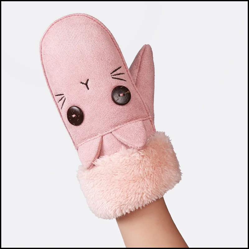 Детские перчатки, зимние перчатки для мальчиков, зимние перчатки без пальцев, женские перчатки с ушками, теплые милые перчатки для мальчиков с котом, Handschoenen