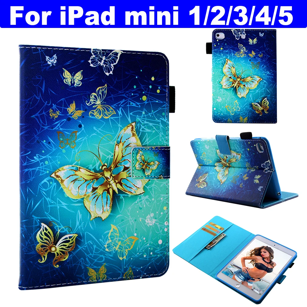 (Полиуретан) с откидной крышкой функцией подставки для Apple iPad mini 1/2/3 4 5 2019 защитную