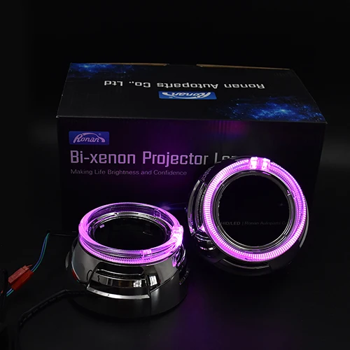 Ronan 3,0 светодиодный ангельские глазки маска кожух белый RGB для Cayenne Q5 Hella линзы проектора bi xenon автомобильные фары маска автомобильный чехол - Цвет: RGB