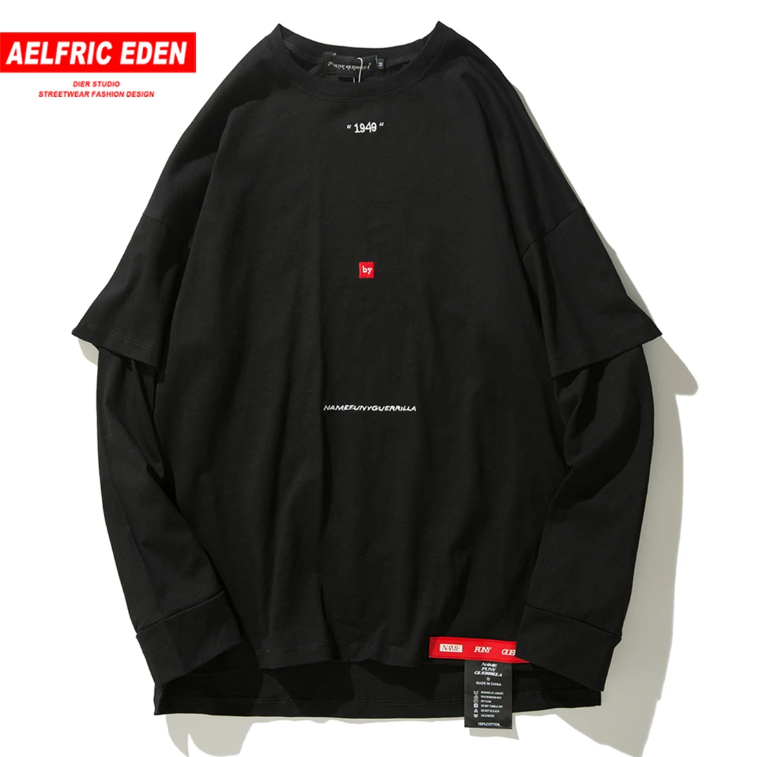 Aelfric Eden Повседневное Harajuku Для мужчин футболка 2018 осень зима Базовая рубашки с