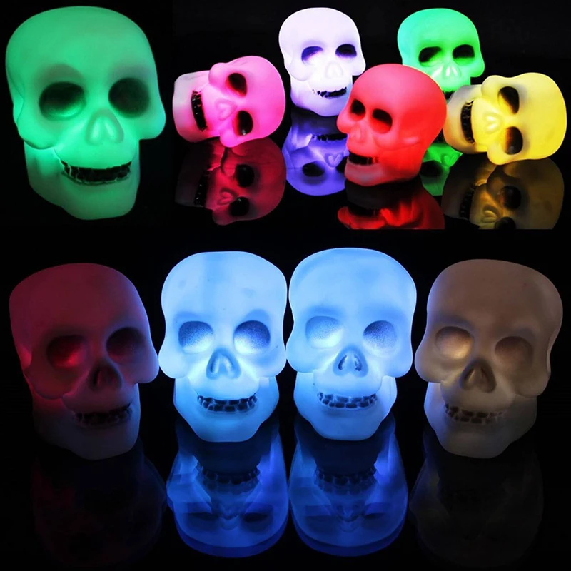 8 см Череп LED Изменение цвета Хэллоуин украшение атмосфера для