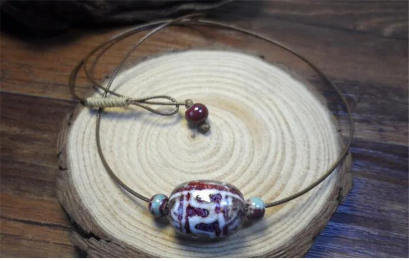 Этнические choker ожерелье для женщин с короткой цепью классическая керамическая