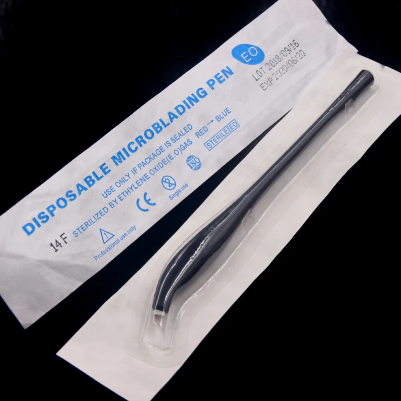 10pcs Disposable Microblading Manual Pen With Eyebrow Needles Tattoo Permanent Makeup 14F Shape Blades |