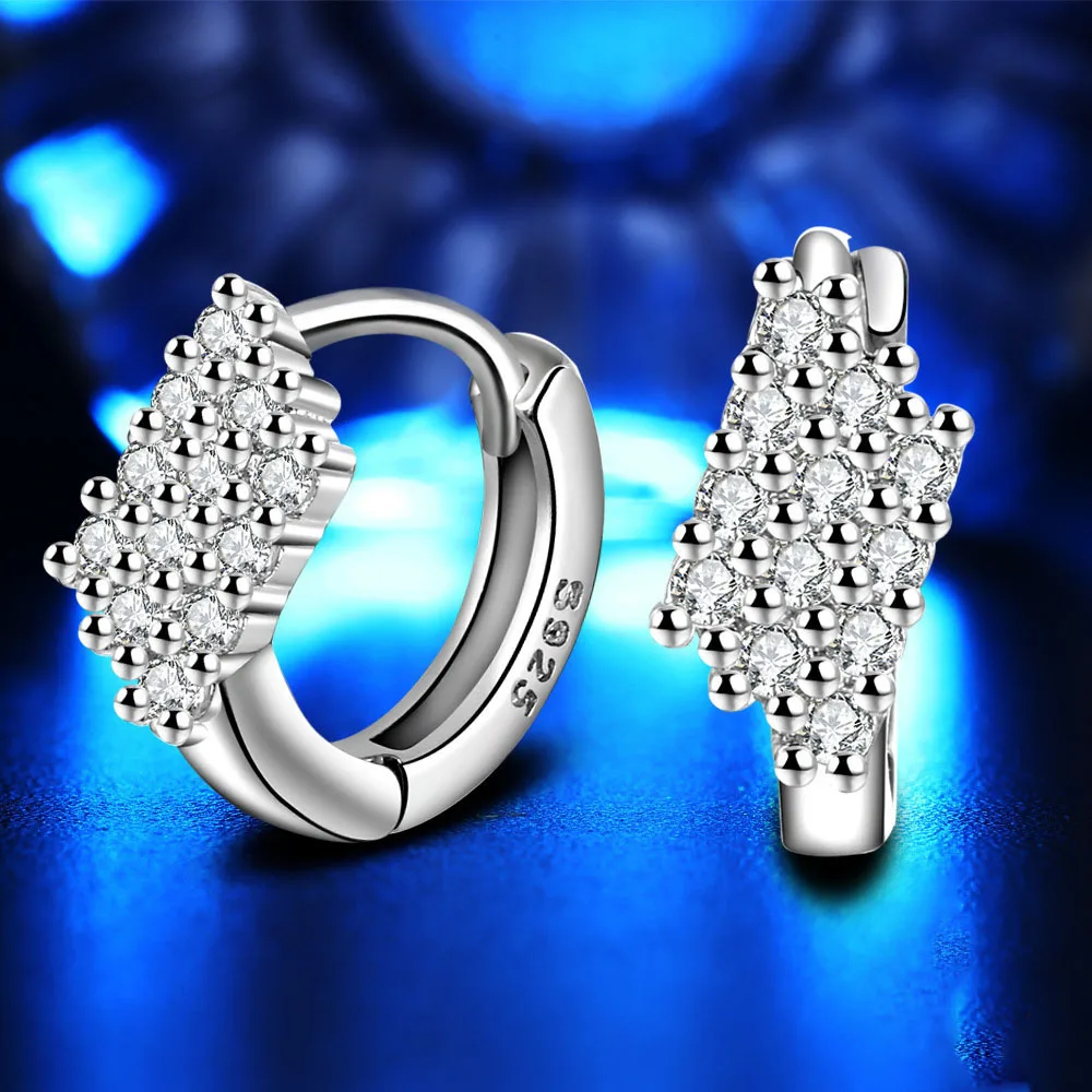 Серьги из серебра 100% пробы маленькие циркониевые серьги-гвоздики в форме сердца