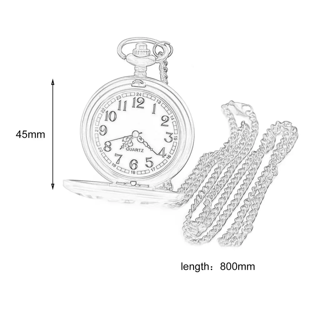 Lover's Bronze Vintage Antique Skull Head And Gun Pattern Pocket Watch Necklace Clock With Chain | Наручные часы