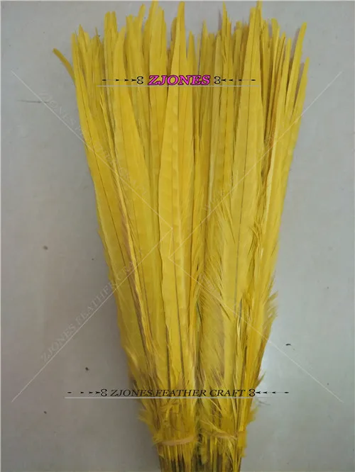 yellow Новое поступление 200 шт 45-50 см отбеленный краситель натуральные перья фазана кольцо перо Плюм для карнавала вечерние Samba шоу - Цвет: yellow