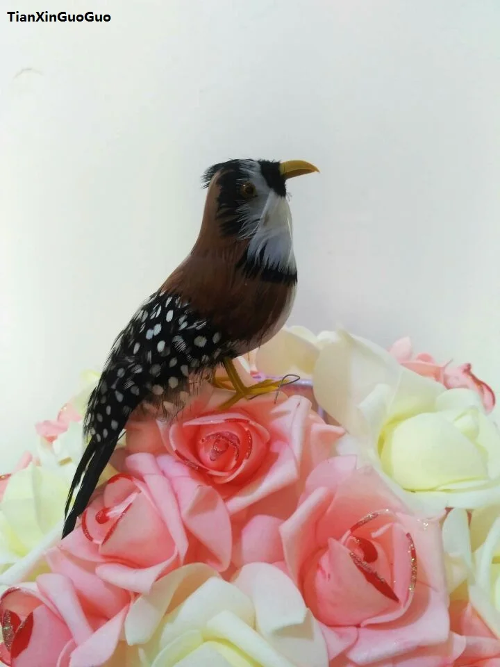 

Около 14 см имитация зебры Финч птица жесткая модель полиэтилен и шоколадный цвет перья птица, домашний сад украшения s1237