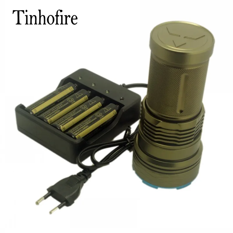 

Tinhofire ArmyGreen/Черный 20000 люмен 12 x CREE XM-L T6 портативный светодиодный фонарик, охотничий фонарь G12 + аккумулятор + зарядное устройство с 4 слотами