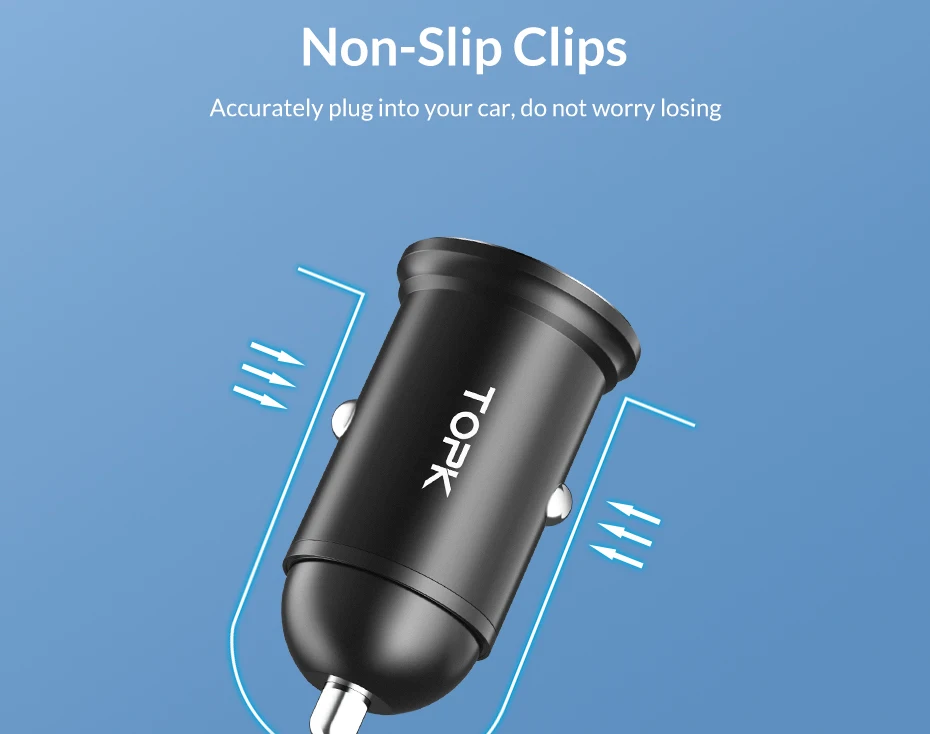 TOPK G203 мини USB Автомобильное зарядное устройство для iPhone Xiaomi Мобильный телефон планшет 3.1A Быстрая зарядка двойной USB Автомобильное зарядное устройство адаптер в автомобиле