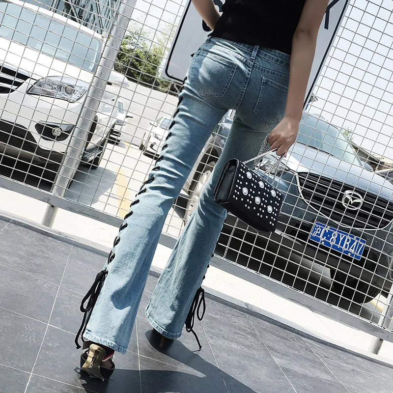 2019 new summer autumn Fashion casual sexy cotton brand plus size personality female women girls flare pants jeans clothes 79210 |
