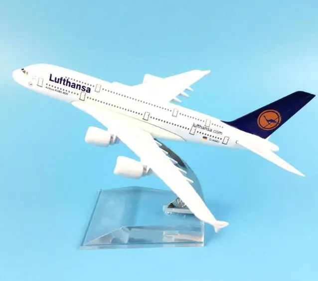 Модель пассажирского самолета A380 Lufthansa модель 16 см из сплава для детей игрушки