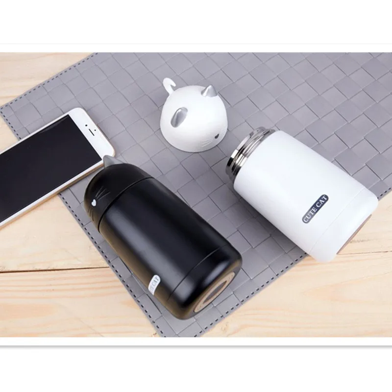 Cute Cat Thermo Cup Thermos Mug For Children Vacuum Flask 330 Ml Water Bottle Stainless Steel Drinkware Belly | Дом и сад