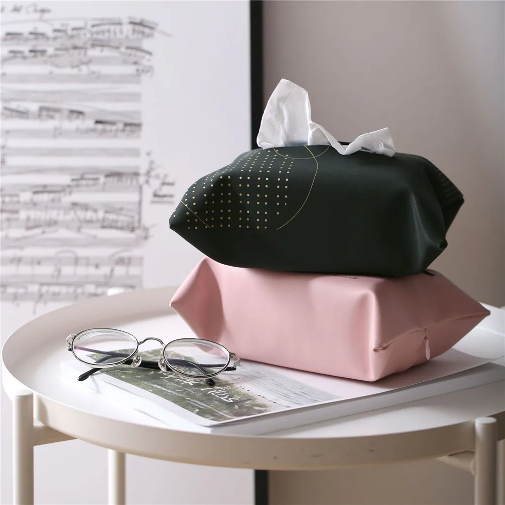 

Creative PU Leather Tissue Box Towel Napkin Tissue Holder Letter Pattern Foldable Napkin Holder Home Kitchen Tissue Holder Case