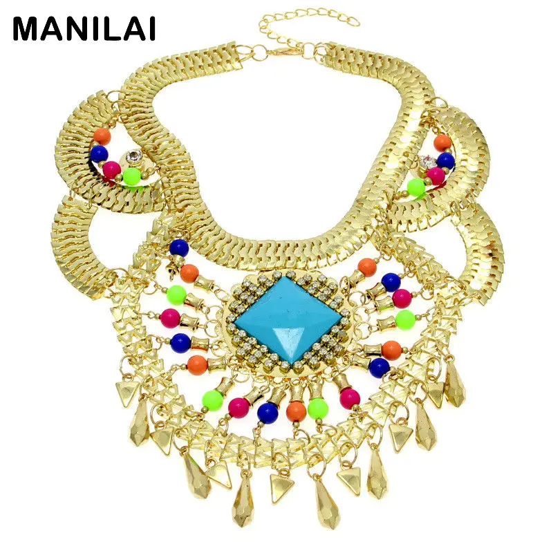 Ошейники MANILAI в стиле бохо ожерелья чокеры крупные цепи перекрестные стразы