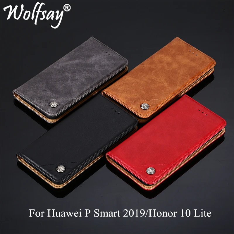 Wolfsay для huawei P Smart 2019 чехол треугольная обратная крышка шаблона pu кожа и мягкий ТПУ