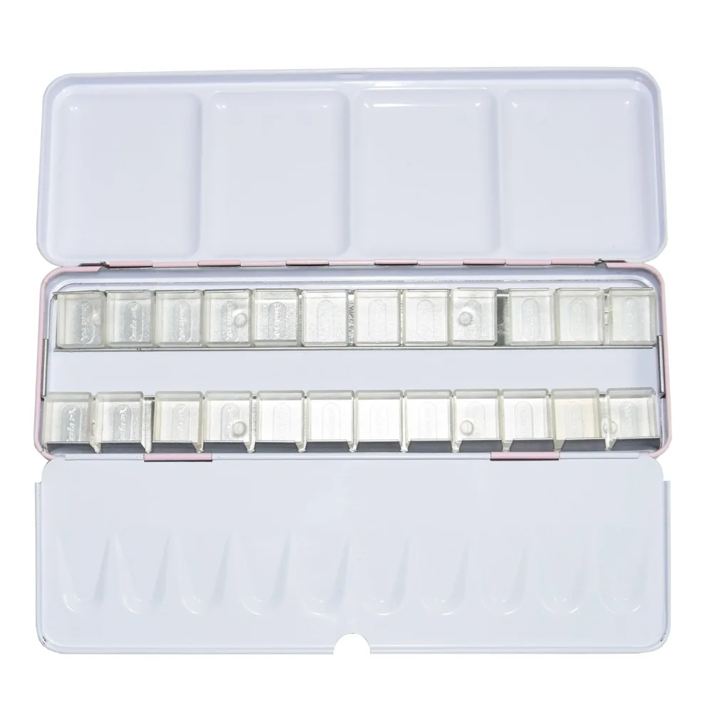 Пустые баночки для акварельных красок Палитра для хранения картин с прозрачными 24 половинчатыми ящиками для художественной живописи