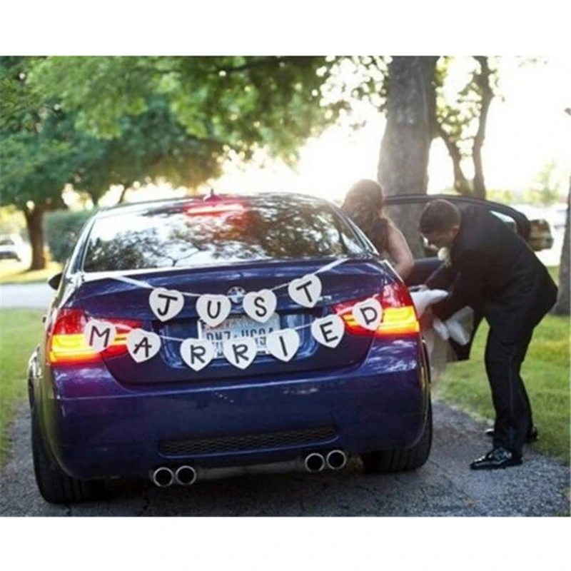 Свадебная вечеринка Аксессуары Just Married Винтаж Свадьба Бантинг Баннер Photo Booth Реквизит Гирлянда новобрачных украшения для душа