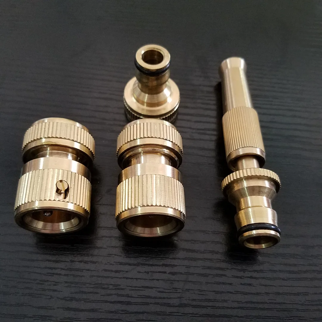 

JX-LCLYL 4Pcs Garden Brass Hose Pipe Fitting Set Tap Quick Connectors & Spray Nozzle